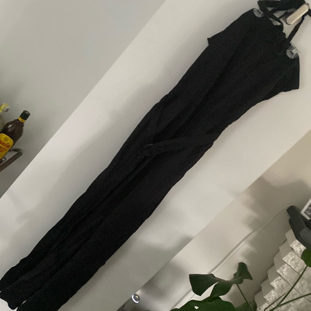 CASSIS black halter strapless jumpsuit romper pantsuit belt pants